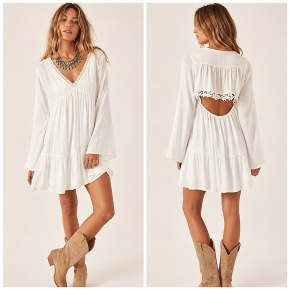 Free People Dresses & Skirts - NWT Free People White Fairy Angel Muslin Cottagecore Boho Gentle Dreamer Sz M